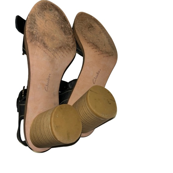 CLARKS Glacier Cool Womens Casual black leather Sandals size 8.5 - Picture 5 of 8